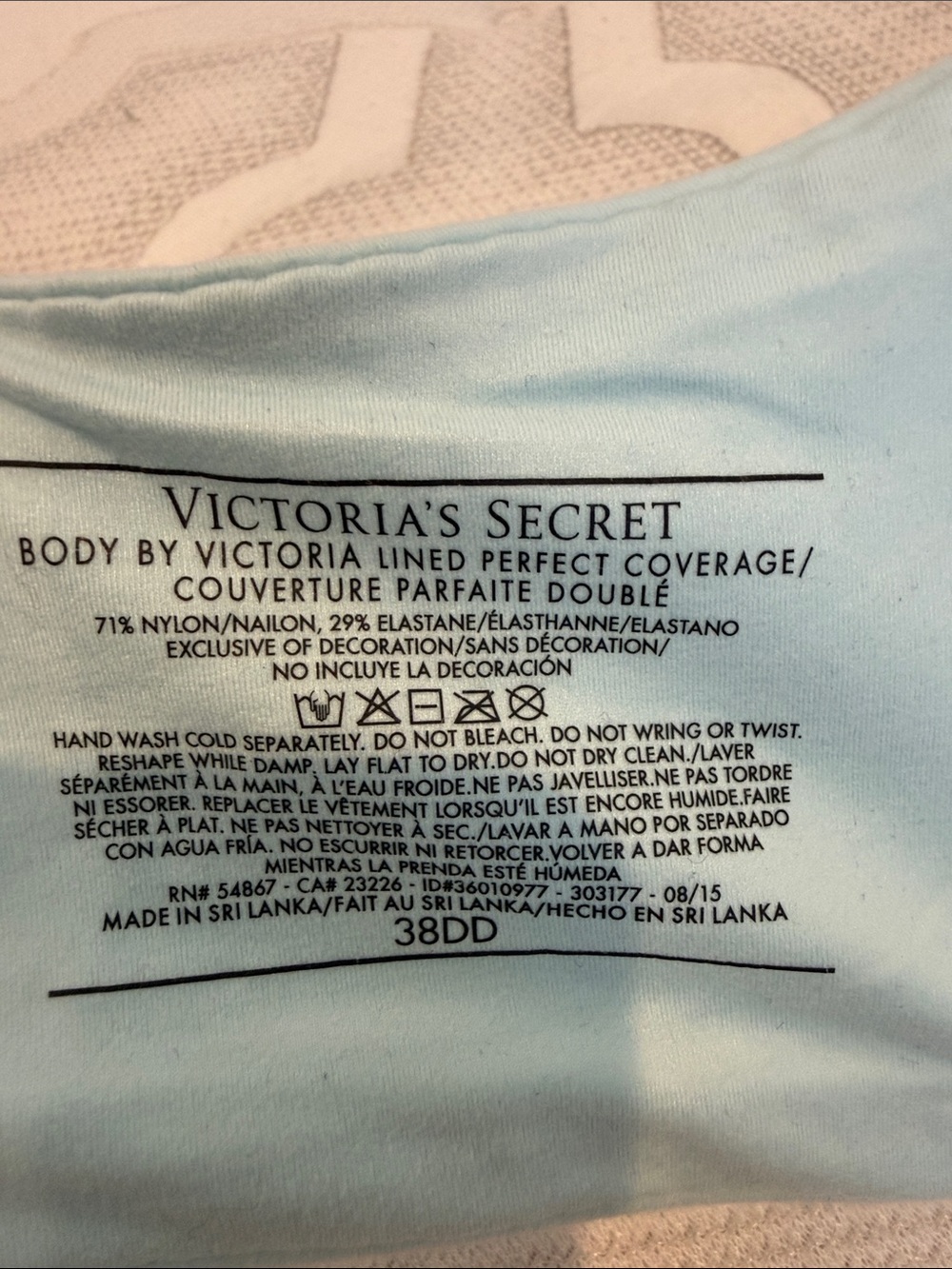 Victoria's Secret Light Blue Lined Perfect Coverage Bra